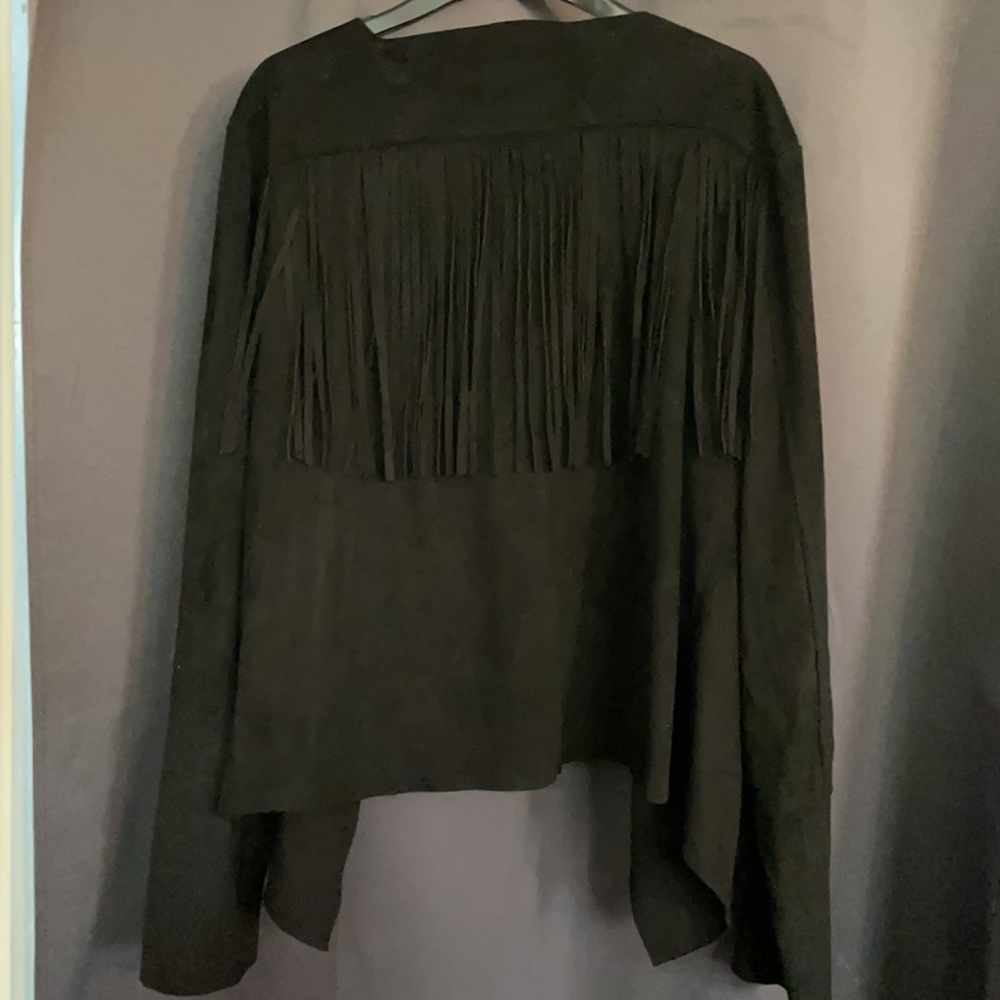 Black Polyester Fringe Jacket - image 4